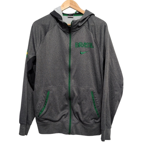 Nike Therma-Fit Brasil Zip Up Hoodie Jacket Mens Sze Large Soccer Futbol Warm Up - Picture 1 of 15